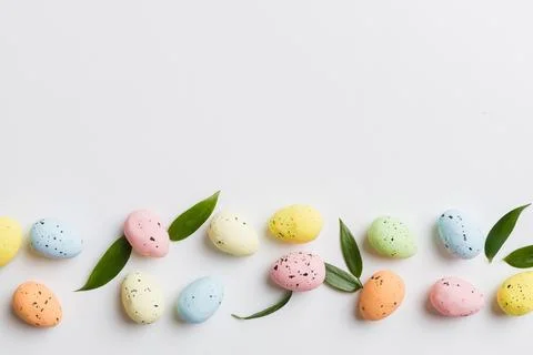Happy Easter concept. Preparation for holiday. Easter eggs on colored backg.. Stock Photos
