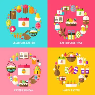 Happy Easter Concepts Set Stock Illustration