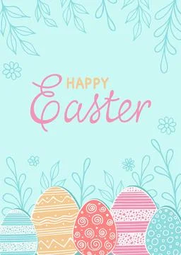 Happy Easter congratulation card template. Stock Illustration