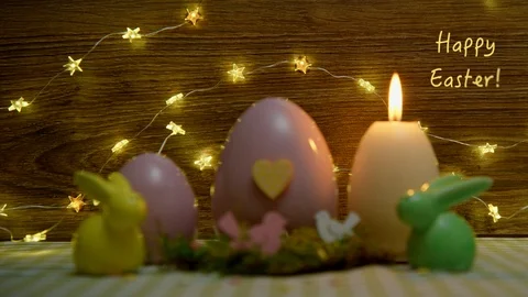 Happy easter congratulation, with lettering, close up Stock Footage 85817232