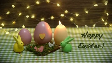 Happy easter congratulation, with lettering, statics, long shot Vídeos de archivo 85817054
