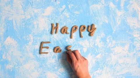 Happy Easter congratulation in rustic retro style. Stock Footage 123903912