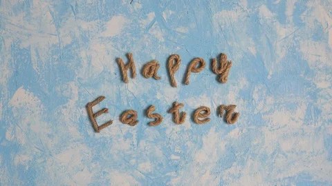 Happy Easter congratulation in rustic style. Stop motion animation. Stock-Footage 123903726