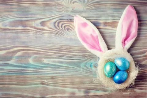 Happy Easter. Congratulatory easter background. Background with copy space. S Foto stock