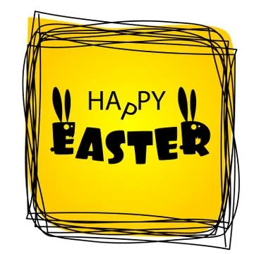 Happy Easter creative funny bunny frame Stock Illustration