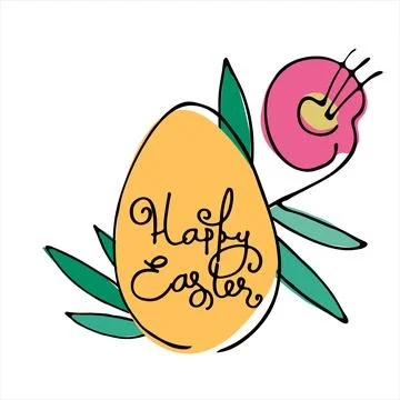 Happy Easter creative holiday design with hand-lettered greetings inside an e Stock Illustration