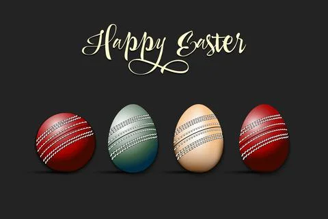 Happy Easter. Cricket ball and eggs Stock Illustration