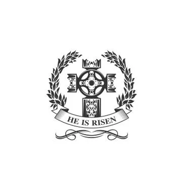 Happy Easter cross vector icon for He is Risen Stock Illustration