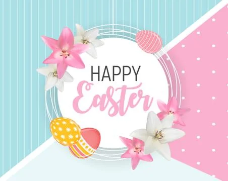 Happy Easter Cute Background with Eggs. Vector Illustration Stock Illustration