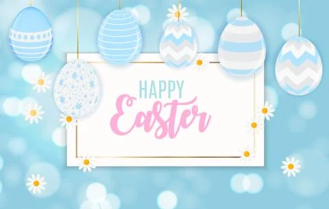 Happy Easter Cute Background with Eggs. Vector Illustration Stock Illustration