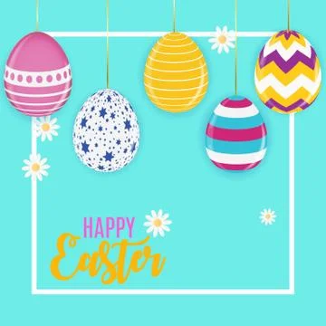 Happy Easter Cute Background with Eggs. Vector Illustration Stock Illustration