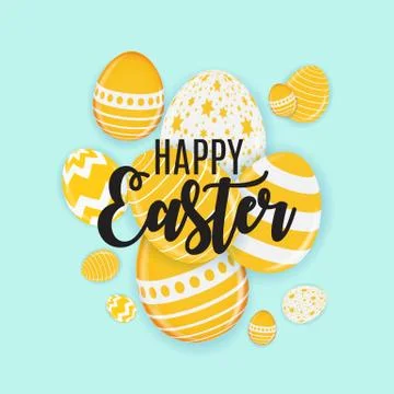Happy Easter Cute Background with Eggs. Vector Illustration Stock Illustration