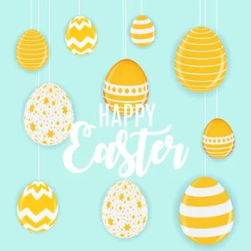 Happy Easter Cute Background with Eggs. Vector Illustration Stock Illustration