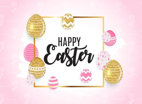 Happy Easter Cute Background with Eggs. Vector Illustration 스톡 일러스트