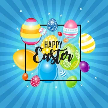 Happy Easter Cute Background with Eggs. Vector Illustration Stock Illustration