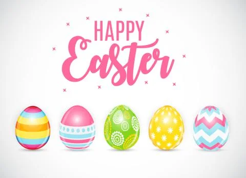Happy Easter Cute Background with Eggs. Vector Illustration Stock Illustration