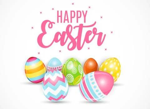Happy Easter Cute Background with Eggs. Vector Illustration Stock Illustration
