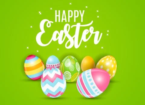 Happy Easter Cute Background with Eggs. Vector Illustration Stock Illustration