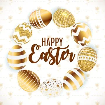 Happy Easter Cute Background with Eggs. Vector Illustration Stock Illustration