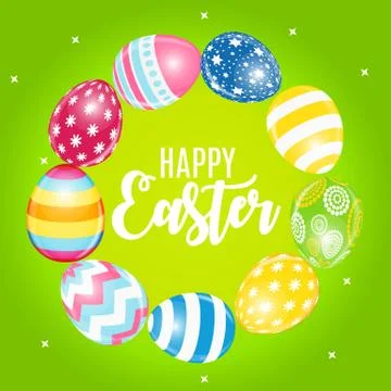 Happy Easter Cute Background with Eggs. Vector Illustration Stock Illustration