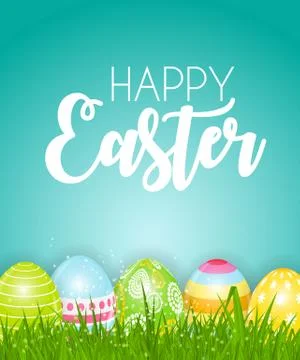 Happy Easter Cute Background with Eggs. Vector Illustration EPS10 Stock Illustration