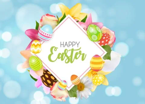 Happy Easter Cute Background with Eggs. Vector Illustration EPS10 스톡 일러스트