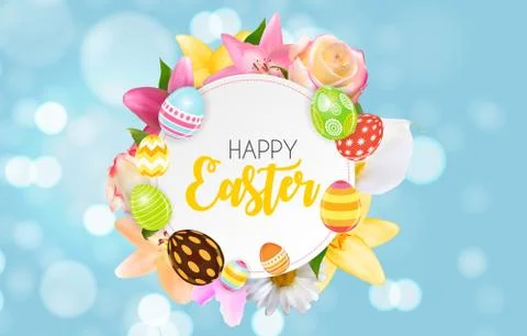 Happy Easter Cute Background with Eggs. Vector Illustration EPS10 Stock Illustration