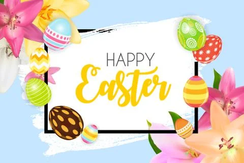 Happy Easter Cute Background with Eggs. Vector Illustration EPS10 Stock Illustration