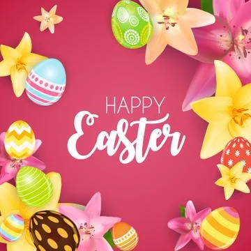 Happy Easter Cute Background with Eggs. Vector Illustration Stock Illustration