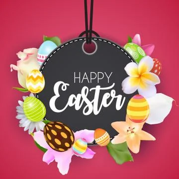 Happy Easter Cute Background with Eggs. Vector Illustration Stock Illustration