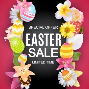 Happy Easter Cute Background with Eggs. Vector Illustration Stock Illustration