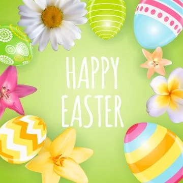 Happy Easter Cute Background with Eggs. Vector Illustration Stock Illustration