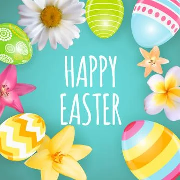 Happy Easter Cute Background with Eggs. Vector Illustration Stock Illustration