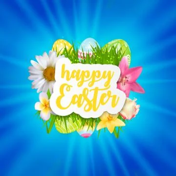 Happy Easter Cute Background with Eggs. Vector Illustration Stock Illustration