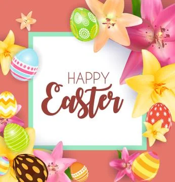 Happy Easter Cute Background with Eggs. Vector Illustration Stock Illustration