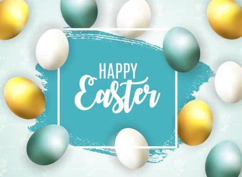 Happy Easter Cute Background with Eggs. Vector Illustration Stock Illustration