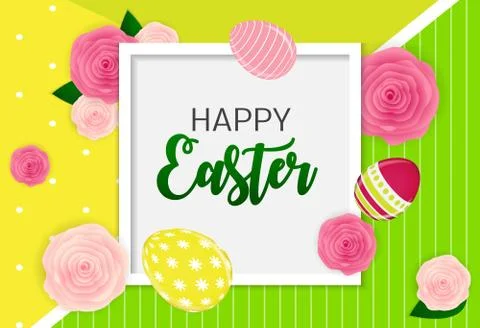 Happy Easter Cute Background with Eggs.  Illustration Stock Illustration