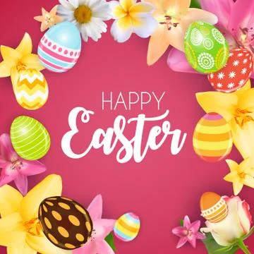 Happy Easter Cute Background with Eggs.  Illustration Stock Illustration