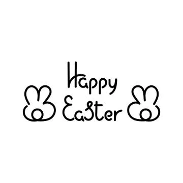 Happy Easter. Cute bunnies. Design template. Vector hand drawn Stock Illustration