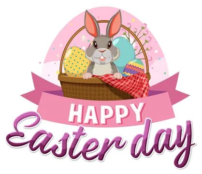 Happy Easter with Cute Bunny for Banner or Poster Design Stock Illustration