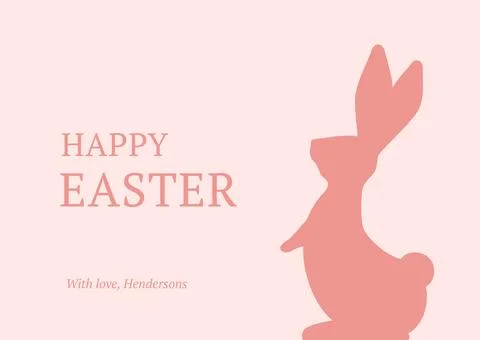 Happy Easter cute bunny with long ears and tail pink vintage greeting card de Stock Illustration