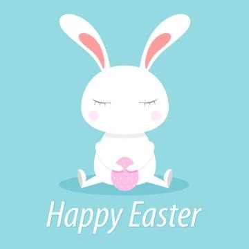 Happy Easter Cute Bunny Spring Easter Eggs Stock Illustration