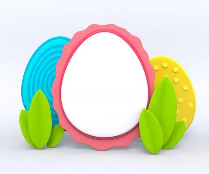 Happy Easter. Cute cartoon Easter poster and banner template with Easter eggs. Stock Illustration