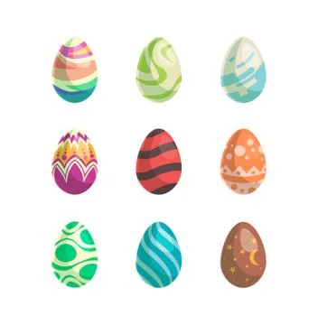 Happy Easter with cute eggs. Isolated objects on white background. Stock Illustration