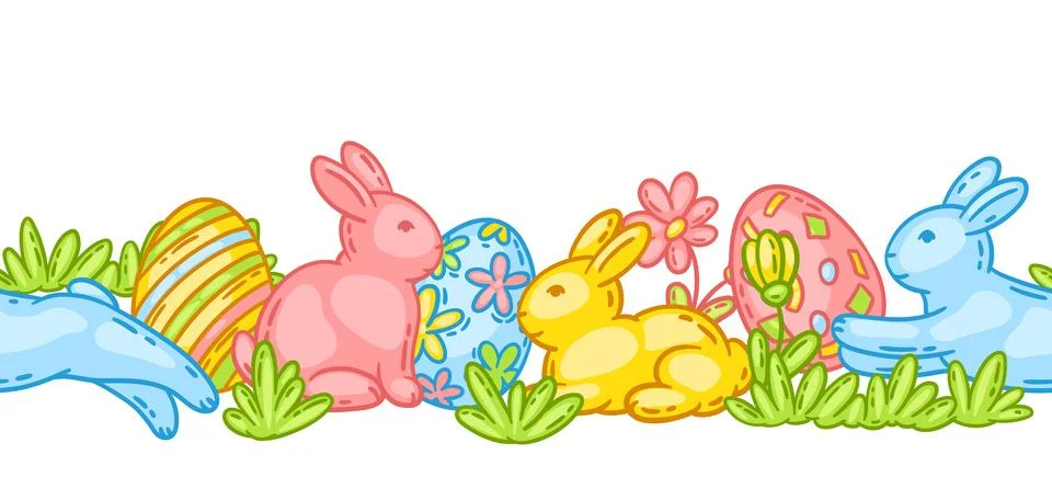 Happy Easter cute object pattern. イラスト素材