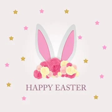 Happy Easter Cute Poster  Background. Vector Illustration Stock Illustration