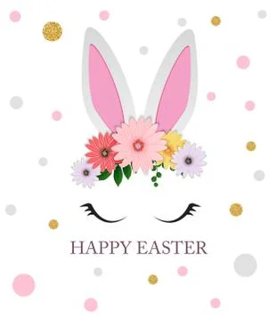 Happy Easter Cute Poster  Background.  Illustration Stock Illustration