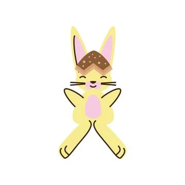 Happy easter cute rabbit with shell egg cartoon isolated style イラスト素材