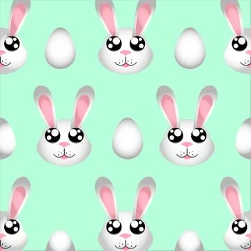 Happy Easter cute simple rabbit illustrations seamless pattern and Easter egg Illustrazione stock