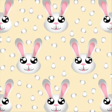 Happy Easter cute simple rabbit illustrations seamless pattern and Easter egg Illustrazione stock